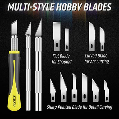 DIYSELF 16-Piece Exacto Knife Set, Craft Knife & Hobby Knife Kit, Precision Knife with Magnetic Storage Case, Exacto Knife for Crafting, Paper, Foam, Vinyl, Models, 3D Printing, Junk Journal Supplies - color: Yellow (16 Pack)
