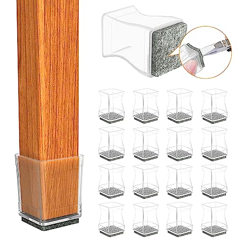 Clear Square Chair Leg Protector for Hardwood Floors (1 1/4 Inch) - color: Clear, size: Square (1.02-1.26")