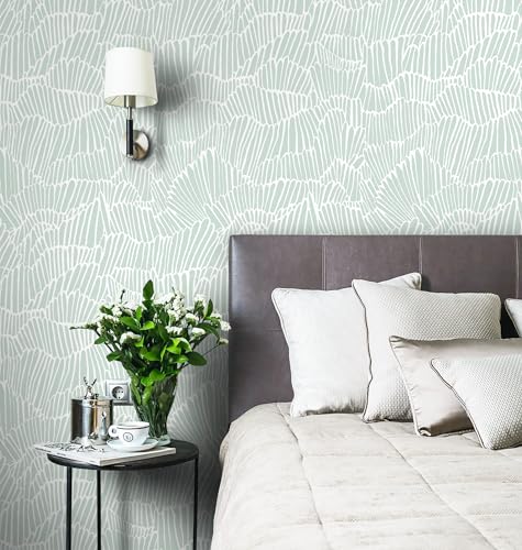 Guvana Green Wallpaper Peel and Stick Modern Contact Paper - color: Green and White, size: 17.3" x 197"