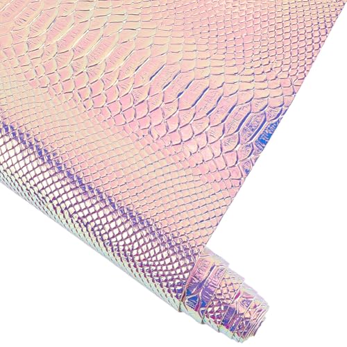53 x 11.8 Inch Holographic Snake Embossed PU Leather Sheet Synthetic Vinyl Fabric Snake Textured Glossy Mirrored Faux Leather Rolls for DIY Crafts Earring Handbang Making(Medium Slate Blue) - color: Medium Slate Blue