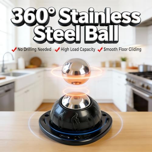Heavy Duty Self Adhesive Furniture Casters 8 Pack Stick-On Swivel Wheels - color: Black-8