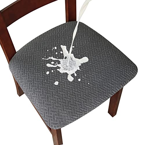 Genina Waterproof Seat Covers for Dining Room Chair Cover Set of 4 - color: Dark Gray, size: 15-19in Waterproof
