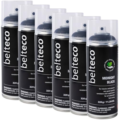 Midnight Black Matte 6 pack | Water-based Black Spray Paint - color: Midnight Black Matte, size: 11.29 Ounce (Pack of 6)