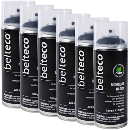 Midnight Black Matte 6 pack | Water-based Black Spray Paint - color: Midnight Black Matte, size: 11.29 Ounce (Pack of 6)