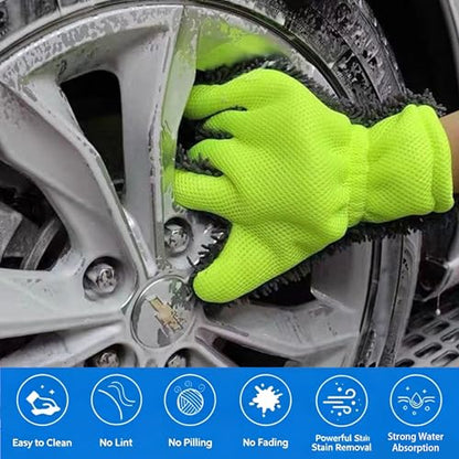 1 Set, Chenille Microfiber 5-Finger Wash Mitt, Scratch-Free