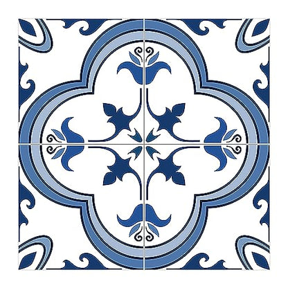 Vinyl Peel and Stick wall Tile Decals 6x6in Stick on backsplash,12Pc - color: Navy Blue and White 6x6