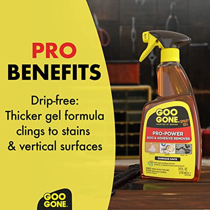 Goo Gone Pro-Power Spray Gel Adhesive Remover - Surface Safe, Great Cleaner, No Harsh Odors, Removes Stickers, Can Be Used On Tools, 24 Ounce, 2 Pack with Scraper Tool - size: 24 Fl Oz (Pack of 2)