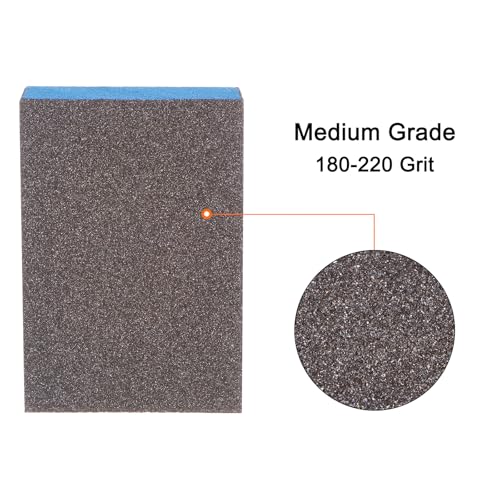 HARFINGTON 4pcs Sanding Sponge Blocks #80 (180-220 Grits) Wet/Dry Hand Sanding Sponges, 100x70x25mm Foam Sanding Block Pad for Polishing Kitchen Metal Wood Drywall Furniture, Brown&Blue - color: Brown, Blue, size: 180-220 Grits