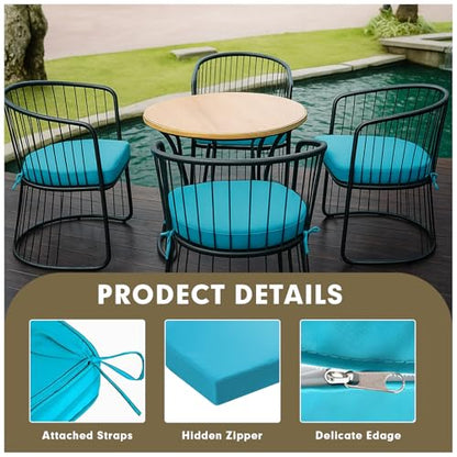 Outdoor Chair Cushions Set of 2 Waterproof Patio Chair Pads - color: White, size: 17x17x3 Inch
