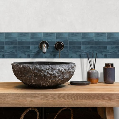 Alwayspon 12×12inch×10Pcs 2.5mm Thick Version Deep Blue Marble Style 3D Vinyl Backsplash Tiles, Self-Adhesive Peel and Stick Wall Tile Stickers Stick on Subway Tiles for Kitchen Bathroom Wall - color: Deep Blue