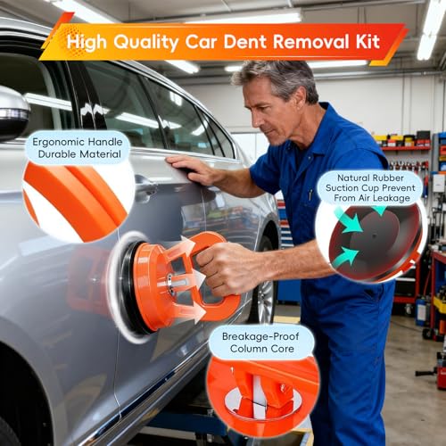 3 Pack Car Dent Puller, Suction Cup Dent Remover Tool Vehicle Body Repair Kit Handle Lifter for Car Body, Doors, Glass, Objects Moving and Tiles Lifting (3PCS Dent Puller with Gloves Cloth)