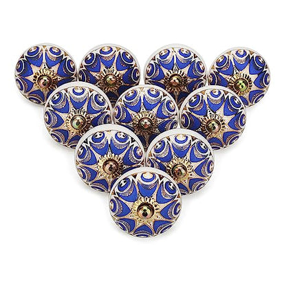 Navy Blue Ceramic Cabinet Knobs (Pack of 4) - color: Navy Blue, style: Art Deco