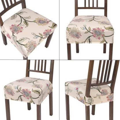 SearchI Dining Chair Seat Covers, Rear Covered(Brown Flower, 4pcs) - color: Brown Flower