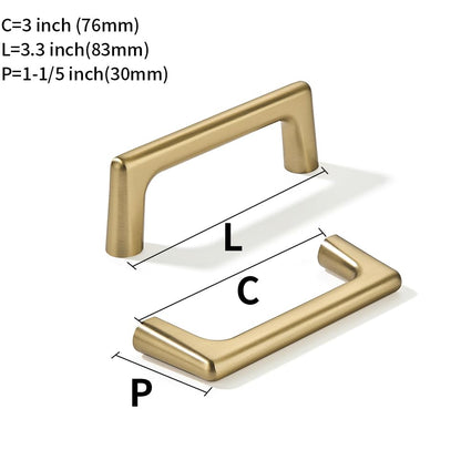 khtumeware 2 Pack Brushed Brass Cabinet Pulls 3 Inch(76mm) Hole Centers Satin Gold Cabinet Pulls Kitchen Cabinet Hardware for Cupboard Drawer Handles Dresser Pulls - color: Brushed Brass, size: Cabinet Pulls 3" Hole Center