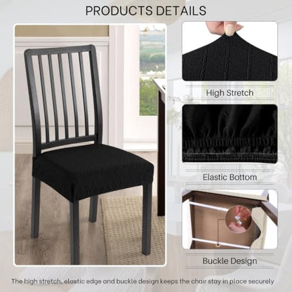 SearchI Waterproof Dining Chair Seat Covers Set of 4, Check Black - color: Check Black