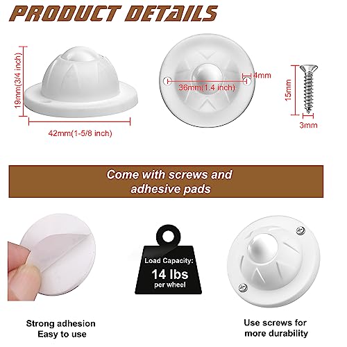 PlusRoc 4 Pack Self Adhesive Caster Wheels for Kitchen Appliance Rollers - style: Nylon Ball