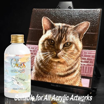 EIGTWEN Gloss Varnish for Acrylic Painting, 200ml Clear Acrylic Varnish - size: gloss