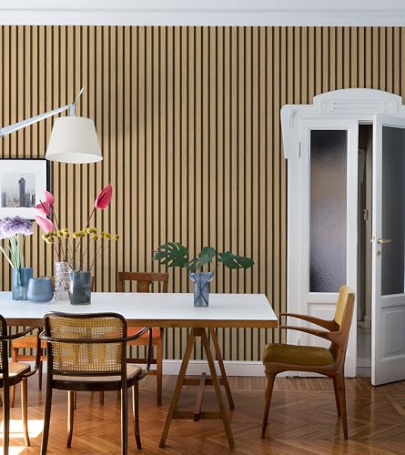 myforHD Wallpaper Peel and Stick Wood Grating Stripe Self-Adhesive Wallpaper Faux Wood Contact Paper Wood Slats Self Adhesive Wall Paper PVC Vinyl Film Removable Waterproof 17.3" x 236" - color: Wood F, size: 17.3" x 236.2"
