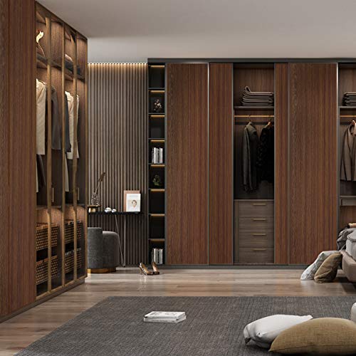 TOTIO 48x197inch Extra Wide Brown Wood Peel and Stick Wallpaper Walnut Textured Contact Paper Warm Brown Wood Grain Vinyl Wrap Matte Thick Waterproof Adhesive Wall Paper Roll Natural Wood Wall Sticker - color: Warm Brown, size: 48" x 197"