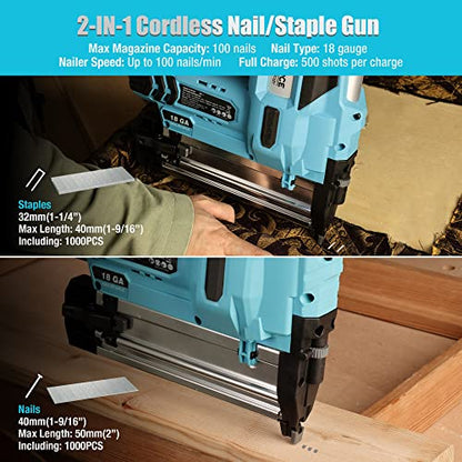 DURATECH 20V 18GA Cordless Brad Nailer & Staple Gun
