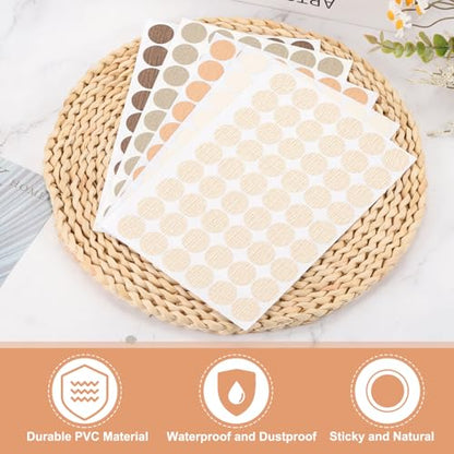 PATIKIL 270 Pieces Screw Hole Stickers, 5 Sheet Self-Adhesive Waterproof PVC Wood Grain Sticker for Screw Holes Wall Cabinets Desk Repairing, White, 21mm/0.83 Inch - color: White