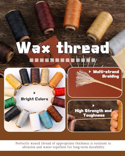 218 Yards Upholstery Thread Heavy Duty Waxed Leather Thread Sewing Kit - color: Khaki