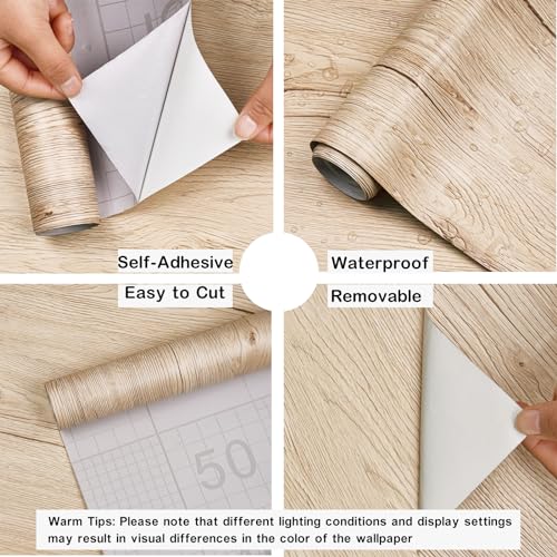 Wood Wallpaper Oak Wood Grain Contact Paper for Countertop78in15.7in - size: 15.7" x 78.7"