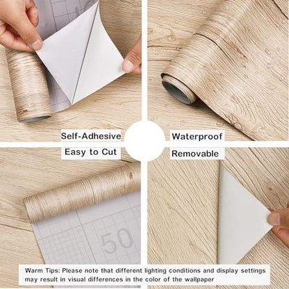 Wood Wallpaper Oak Wood Grain Contact Paper for Countertop78in15.7in - size: 15.7" x 78.7"