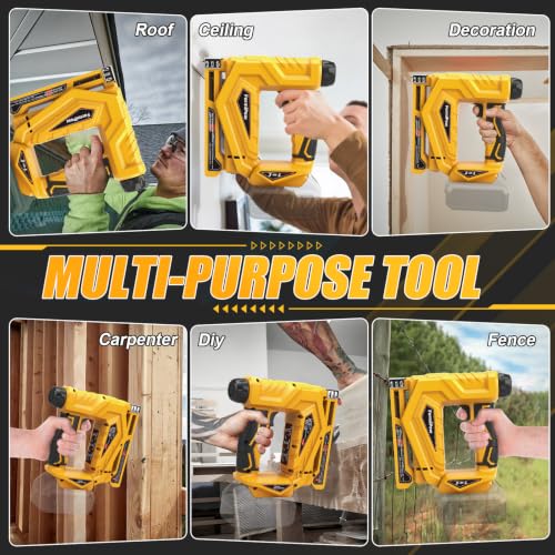 3-in-1 Brad Nailer/Narrow Crown Stapler for Dewalt 20V Battery - color: Yellow