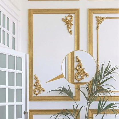 2 PCS Baroque Style Flower Carved Onlay Applique White PVC Appliques for Furniture Decorative 3D Symmetrical Furniture Decorative for Cabinets Dressers Mirrors DIY Home(Modern) - style: Modern