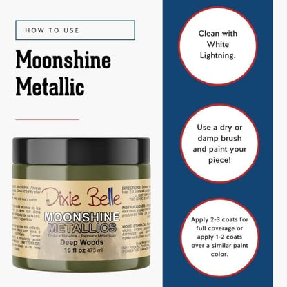 Dixie Belle Paint Company Moonshine Metallics - Deep Woods (16oz) - color: Deep Woods, style: 16 Fl Oz (Pack of 1)