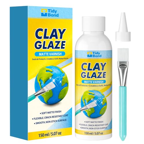 150ML Air Dry Clay Glaze, Matte Water-Based Varnish & Protective Craft Sealer, Helps Prevent Cracking & Scratches for Pottery, Ceramics, Art Painting & DIY Crafts, Non-Toxic