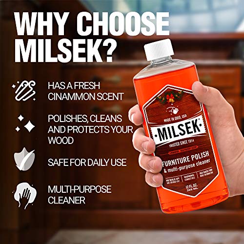 Milsek Furniture Polish and Wood Cleaner with Cinnamon Raspberry Scent - for Home and Household from Hardwood Floors to Kitchen Cabinets - 12 Fl Oz (Pack of 12) - style: 12 Fl Oz (12 Pack)
