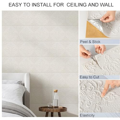 Peel and Stick Ceiling Tiles, Ceiling Tiles Foam 16 Pcs 3D Wall Panels - color: Symmetra, size: 16pcs