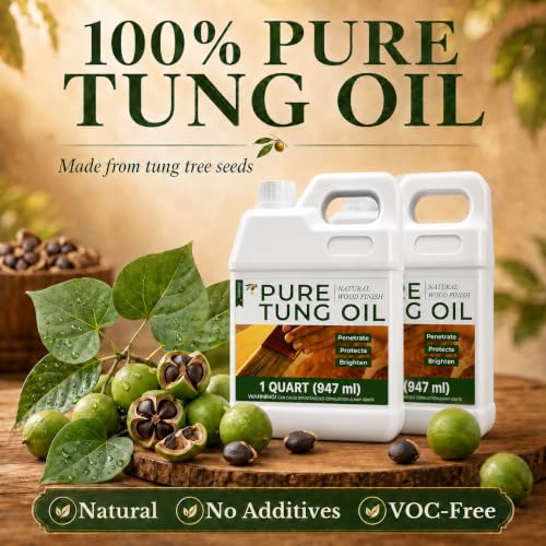 32oz*2 100% Pure Tung Oil, Food Safe Waterproof Wood Finish - size: 64 Fl Oz