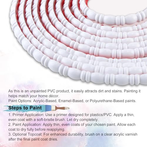 Trimold 0.4" x 118" Peel and Stick Bead and Reel Trim, White - color: White Bead and Reel, size: Length: 118"