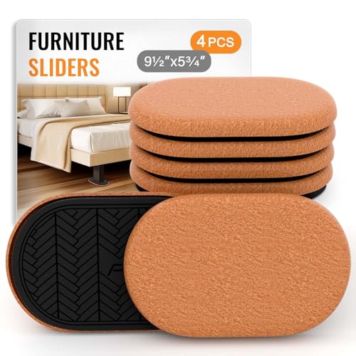 Furniture Sliders for Hardwood Floors Felt Heavy-Duty Furniture Movers - color: Orange 4pcs