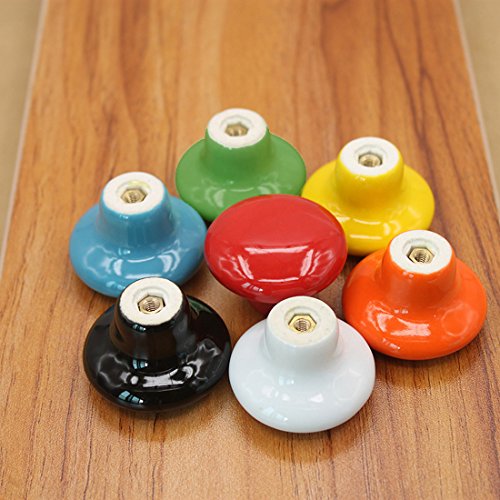 HUAMULAN Ceramic Cabinet Mushroom Knobs Dresser Drawer Pull Handles 15PCS - color: Red