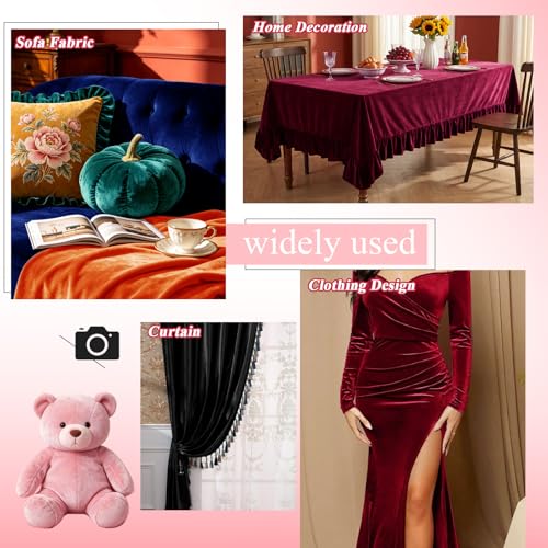 1 Yard Red Velvet Fabric 63 Inch Wide - color: Red, size: 1 Yard