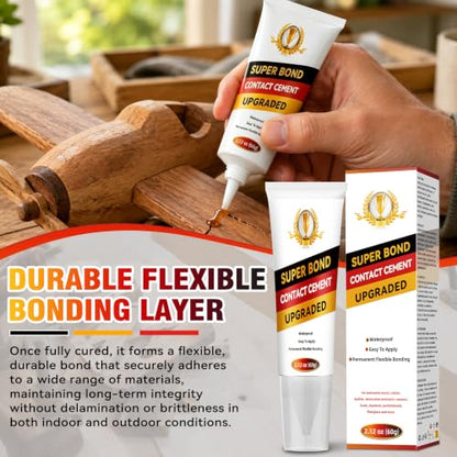 Contact Cement Adhesive, High Performance Neoprene Contact Adhesive with Brush, Waterproof Contact Cement Glue for Wood, Leather, Shoe, Furniture Repairs and Crafts, Flexible and Strong Bonding