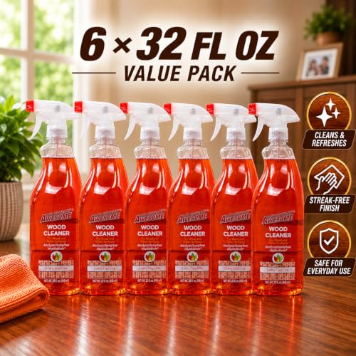 A's Totally Awesome Wood Cleaner Spray for Wood Furniture, Tables, Cabinets, Shelves & More, Everyday Wood Surface Cleaner, 32 Fl Oz, Pack of 6 - size: 32 Fl Oz (Pack of 6)