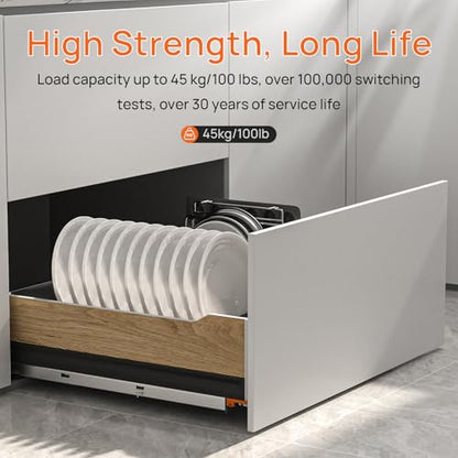 24 Inch Soft Close Undermount Drawer Slides,Full Extension,100 Lbs,1 Pair - size: 24Inch