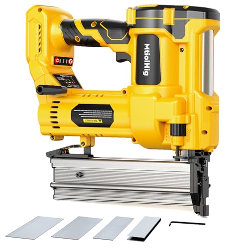 MtiolHig Cordless 2Inch Brad Nailer Compatible with Dewalt 20V Battery, 2-in-1 Staple Gun, 18 Gauge Nail Gun Battery Powered with 1000 Nails for Wood Carpentry, 7.2LB (Tool only) 2026 New Version - color: Yellow 2" Compatible With Dewalt