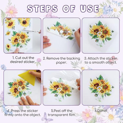 Joeyan 3 Sheets Rub On Transfers for Crafts and Furniture Daisy Rub on Transfer Sticker Flowers Butterfly Decals for Wood Glass Metal Canvas Porcelain Plastic DIY Craft Home Decor, 6" x12" - style: Daisy
