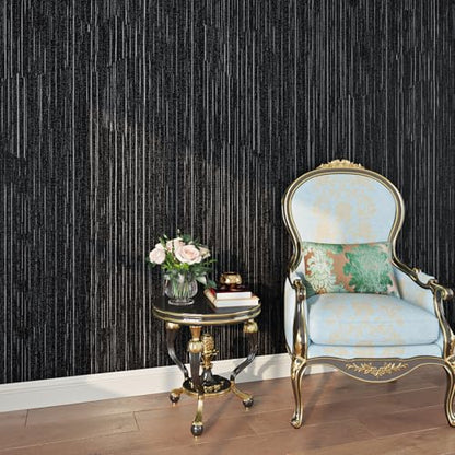 Livelynine 15.8x394 Black Textured Wallpaper Peel and Stick Waterproof Black and White Grasscloth Wall Paper for Bathroom Accent Covering Fabric Vinyl Embossed Textured Contact Paper Renter Friendly - color: Black Grasscloth, size: 15.8" x 394"
