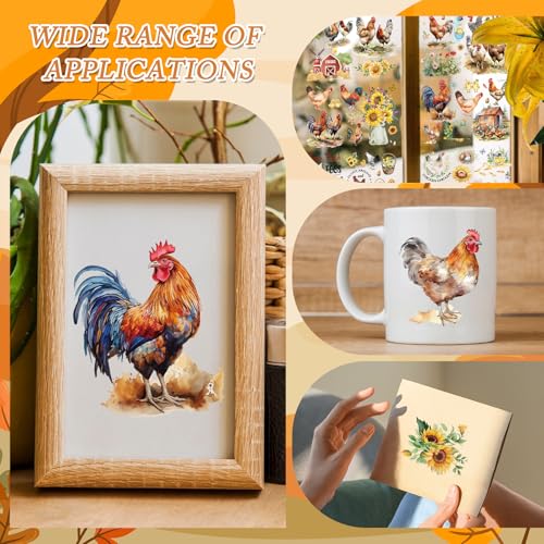 6 Sheets Chicken Farm Sunflower Rub on Transfers for Crafts - style: Chicken