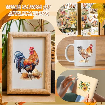 6 Sheets Chicken Farm Sunflower Rub on Transfers for Crafts - style: Chicken