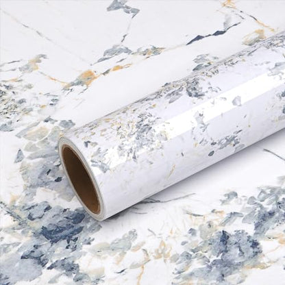 VEELIKE Spruce White Marble Contact Paper for Countertops Waterproof Peel and Stick Countertops 24''x118'' Countertop Contact Paper Marble Wallpaper Self Adhesive Counter Top Wrap for Kitchen Bathroom - size: 24" x 118"