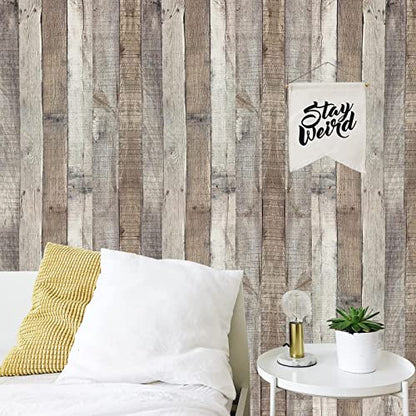 Yun-aeon Natural Wood-Grey Contact Paper Peel and Stick Wallpaper - color: Natural Wood-grey, size: 17.3" x 236"