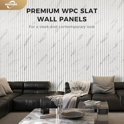OUZUGIE WPC Acoustic Slat Wall Paneling, 8-Pack 96 x 6 Inches - color: White, size: (High)96“ x 6"